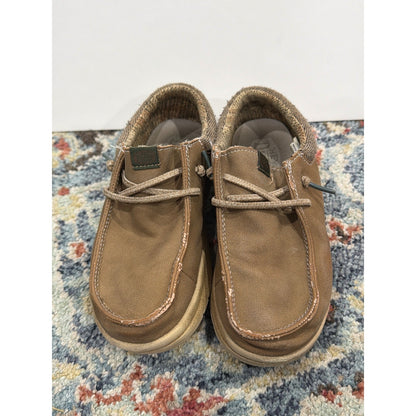 Hey Dude Wally Loafers Boys C13 Brown Faux Leather Slip On1