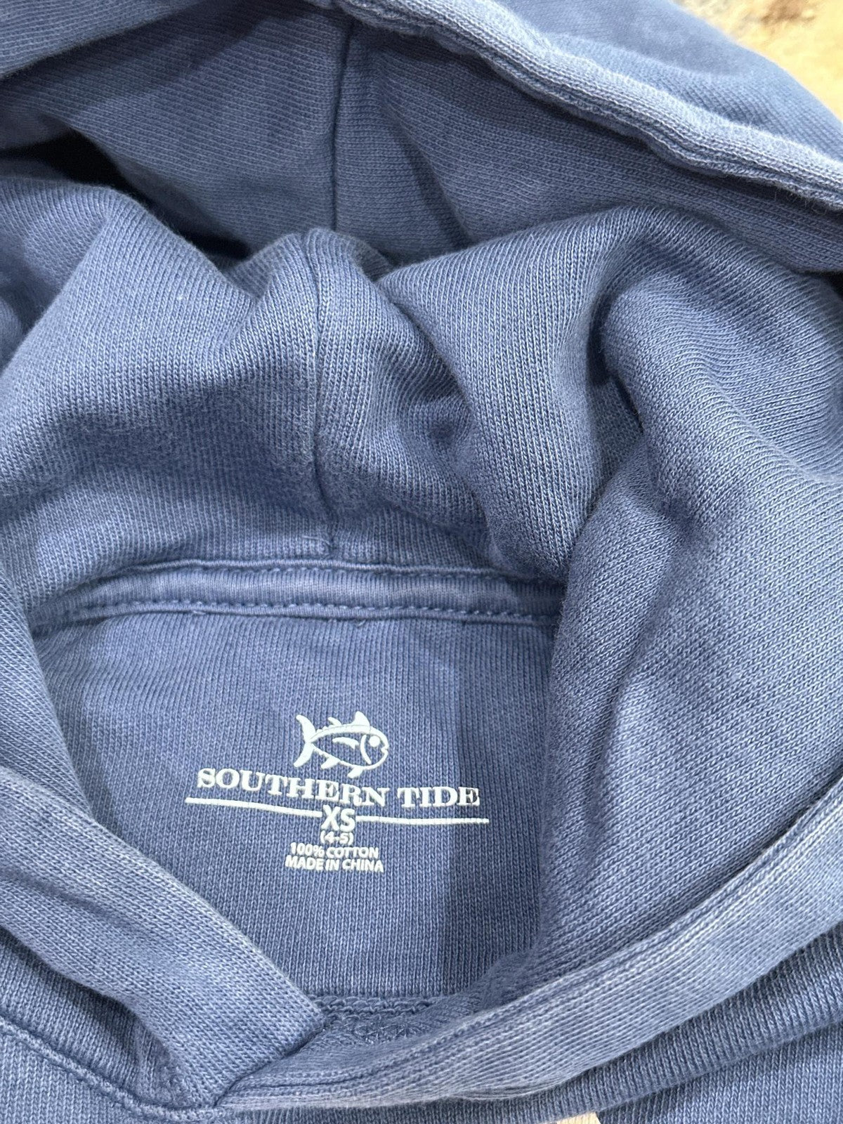 Southern Tide Hoodie Boys XS 4-5 Blue Skipjack Fish Graphic Pullover EUC2