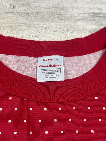 Hanna Andersson Pajamas Kids Size 14 Red Fair Isle Snowflake Cotton Set EUC2
