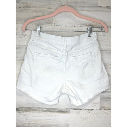 Abercrombie MIDI Shorts Girls 15/16 White Distressed Denim Summer GUC*2