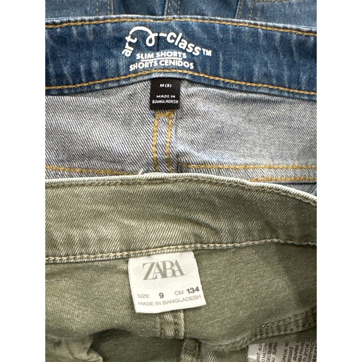 Zara Art Class Denim Shorts Bundle Boys Size 8 / 9  Green Blue Raw Hem Cutoff3