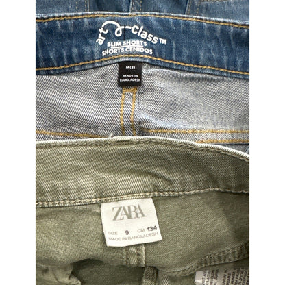 Zara Art Class Denim Shorts Bundle Boys Size 8 / 9  Green Blue Raw Hem Cutoff3