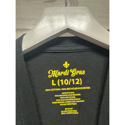 Mardi Gras Graphic T-Shirt Boys 10/12 Black King Gator Alligator2