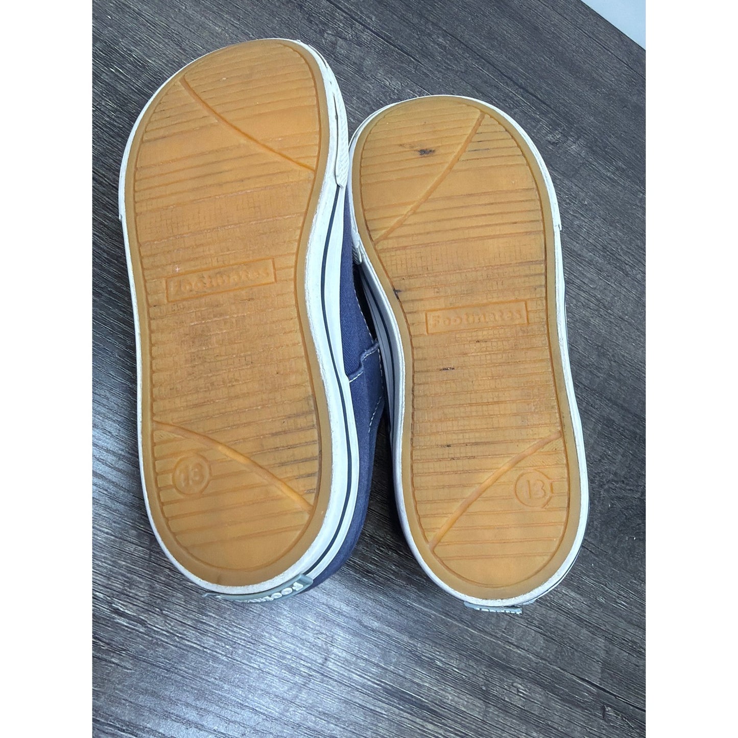 Footmates Ariel T-Strap Sneaker Girls 13 Navy Canvas Classic Preppy *Flawed5