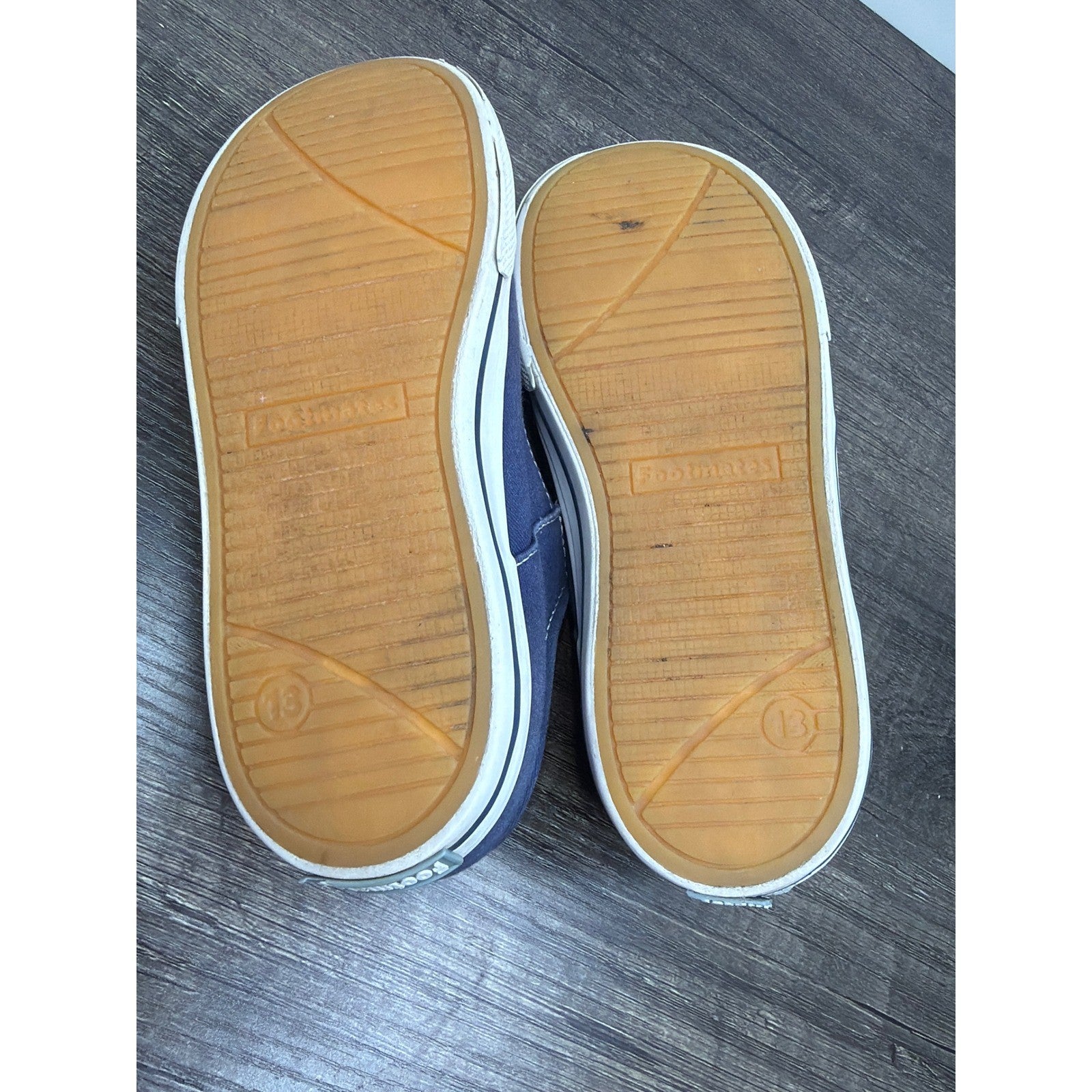 Footmates Ariel T-Strap Sneaker Girls 13 Navy Canvas Classic Preppy *Flawed5