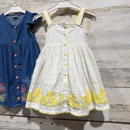 Etta Vee Gymboree Embroidered Dresses Girls 4T Blue White Cotton Summer Lot1