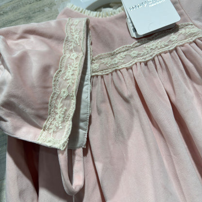 Mayoral Velvet Dress Set Girls 12M Pink Cotton Blend Lace Trim European NWT4