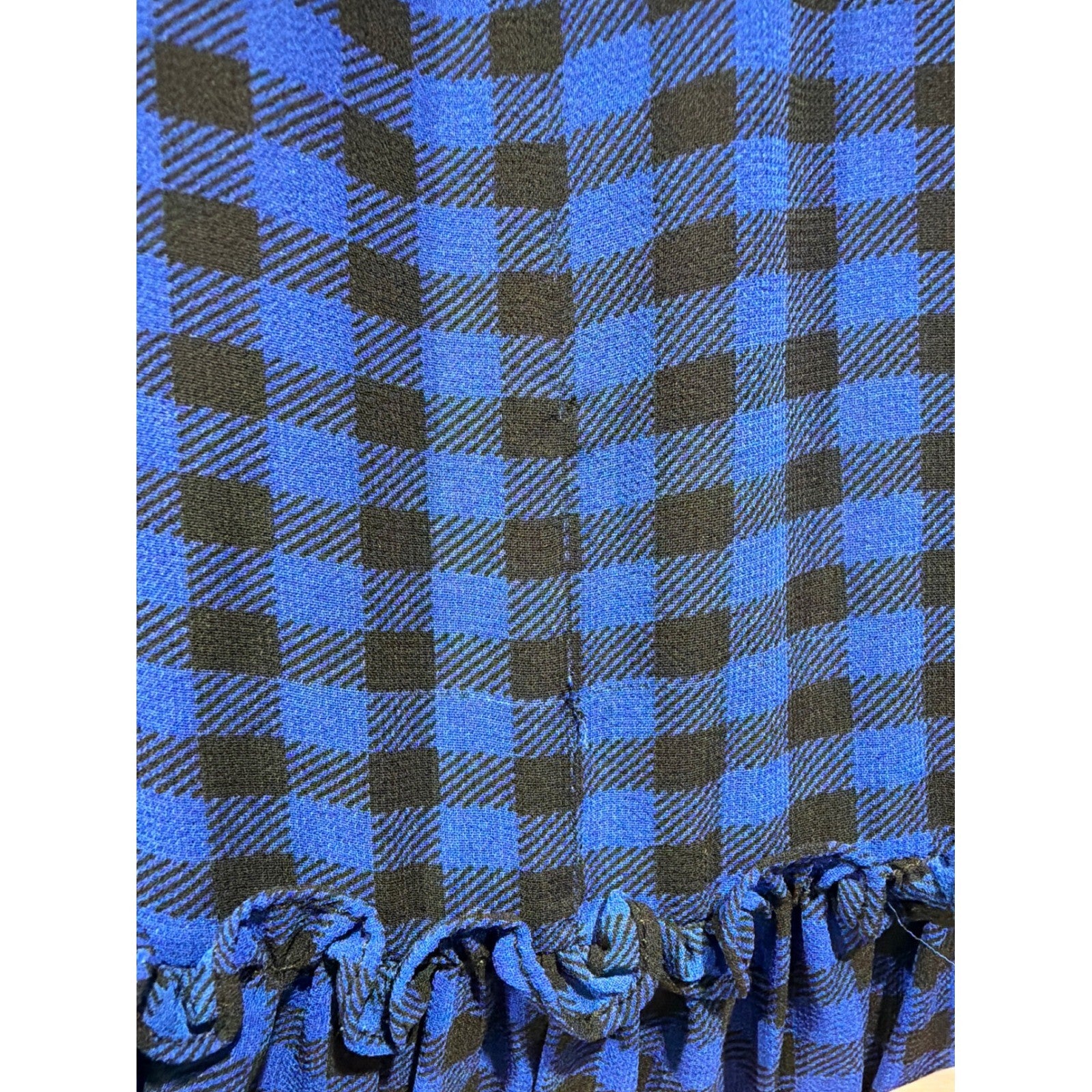 Polo Ralph Lauren Dress Girls 6 Blue Gingham Ruffle Puff Sleeve Preppy GUC*3
