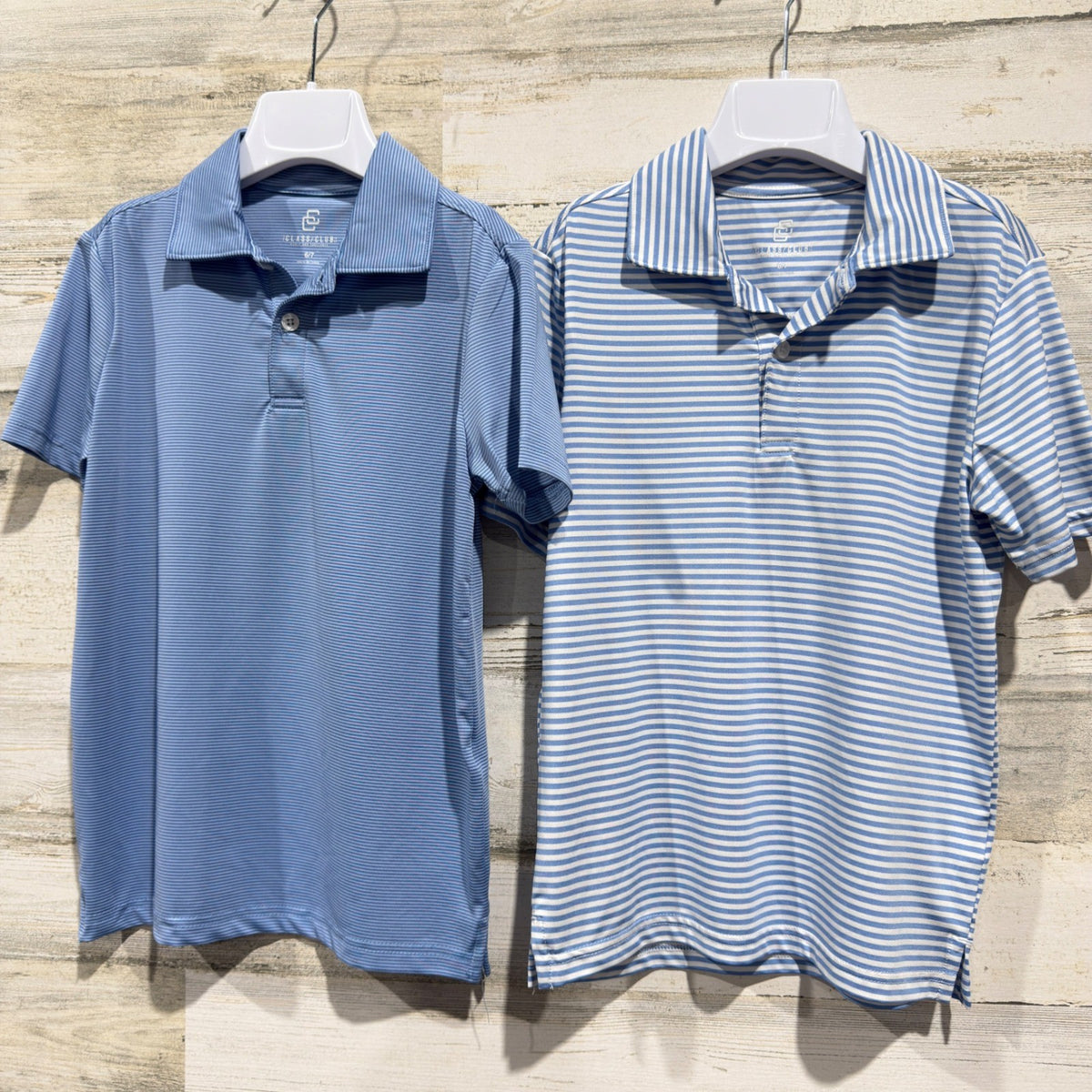 Class Club Polo Shirt Bundle Boys 6/7 Blue Stripe Performance Preppy EUC0