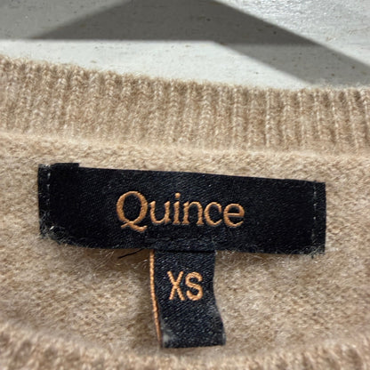 Quince Mongolian Cashmere Crewneck Sweater Women XS Tan 100% Cashmere Flawed*1