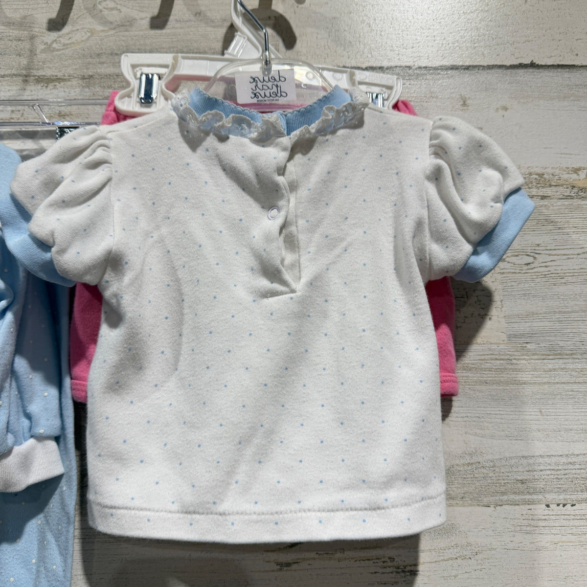 Vintage Kitten Graphic 3pc Outfit Set Girls 6-9 Months Blue Pink Cotton Flawed*3