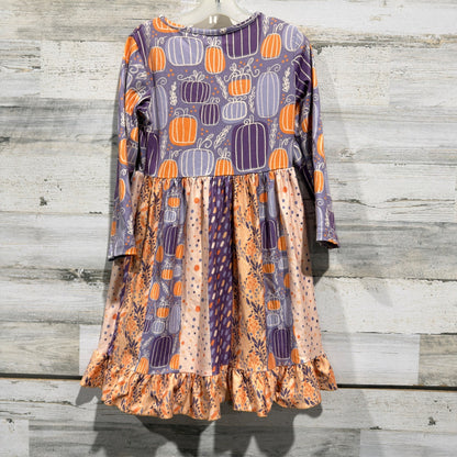 Pete + Lucy Pumpkin Dress Girls 6/6X Purple Orange Ruffle Fall Boutique5