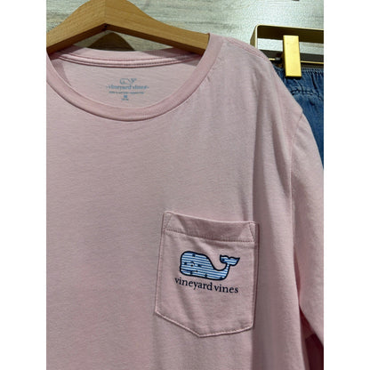 Vineyard Vines T-Shirt Shorts Set Girls 12/14 Pink Blue Whale Preppy EUC1