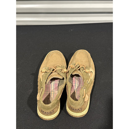 Sperry Boat Shoes Womens 9 Tan Canvas Corduroy Quilted Loafers3