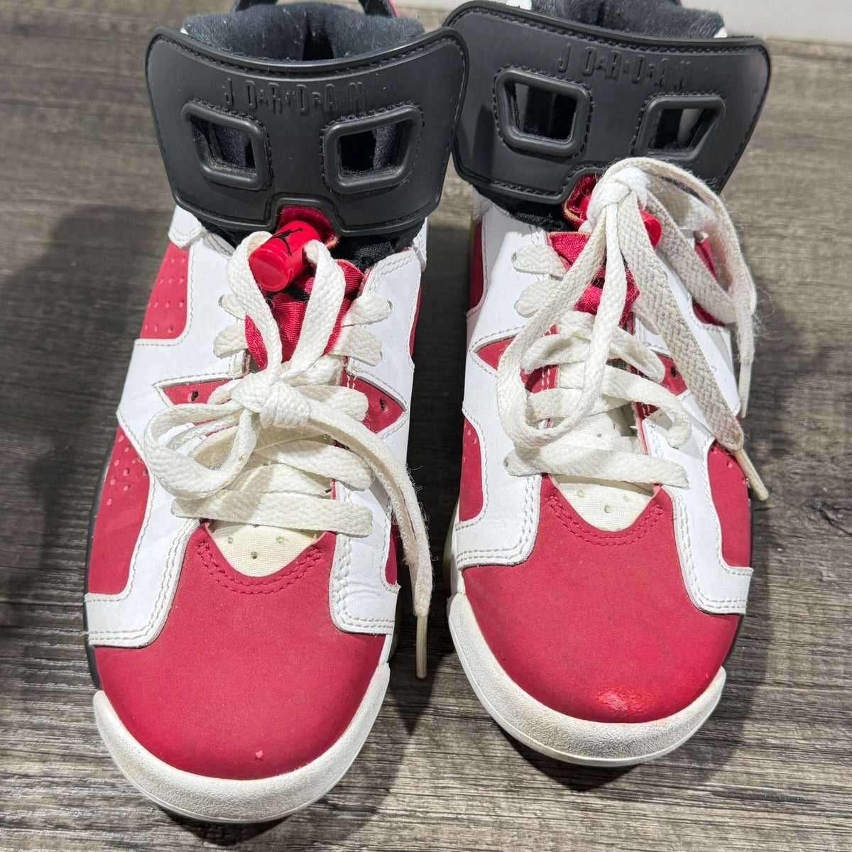 Jordan 6 Retro Carmine Kids 4.5Y White Red Basketball Sneaker Streetwear GUC*8