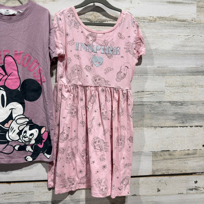 Disney H&M Minnie Mouse & Princess T-Shirt Dress Bundle Girls 7/8 Pink3