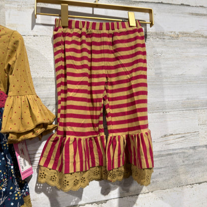 Mustard Pie Olivia Dress Set Girls 9M Yellow Woodland Floral Cotton Boho NWT4