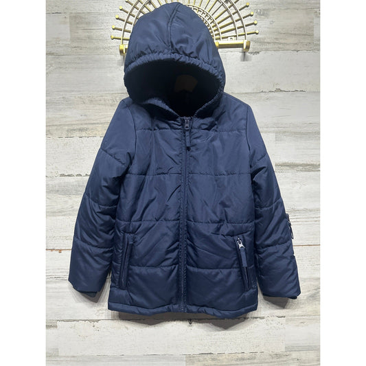 Class Club Boy's Size 6/7 Double Zip Hooded Navy Blue 2 in 1 Puffer Jacket Coat0