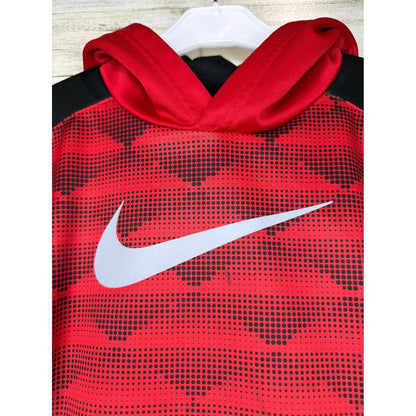 Nike Pullover Hoodie Boys 6 Red Black Graphic Therma-FIT Sportswear GUC*1