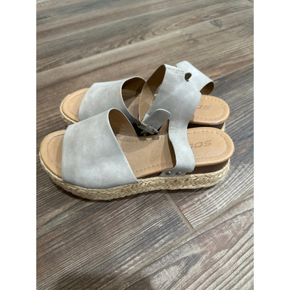 Soda Espadrille Platform Sandals Women Size 8 Grey Chunky Platform Wedge2