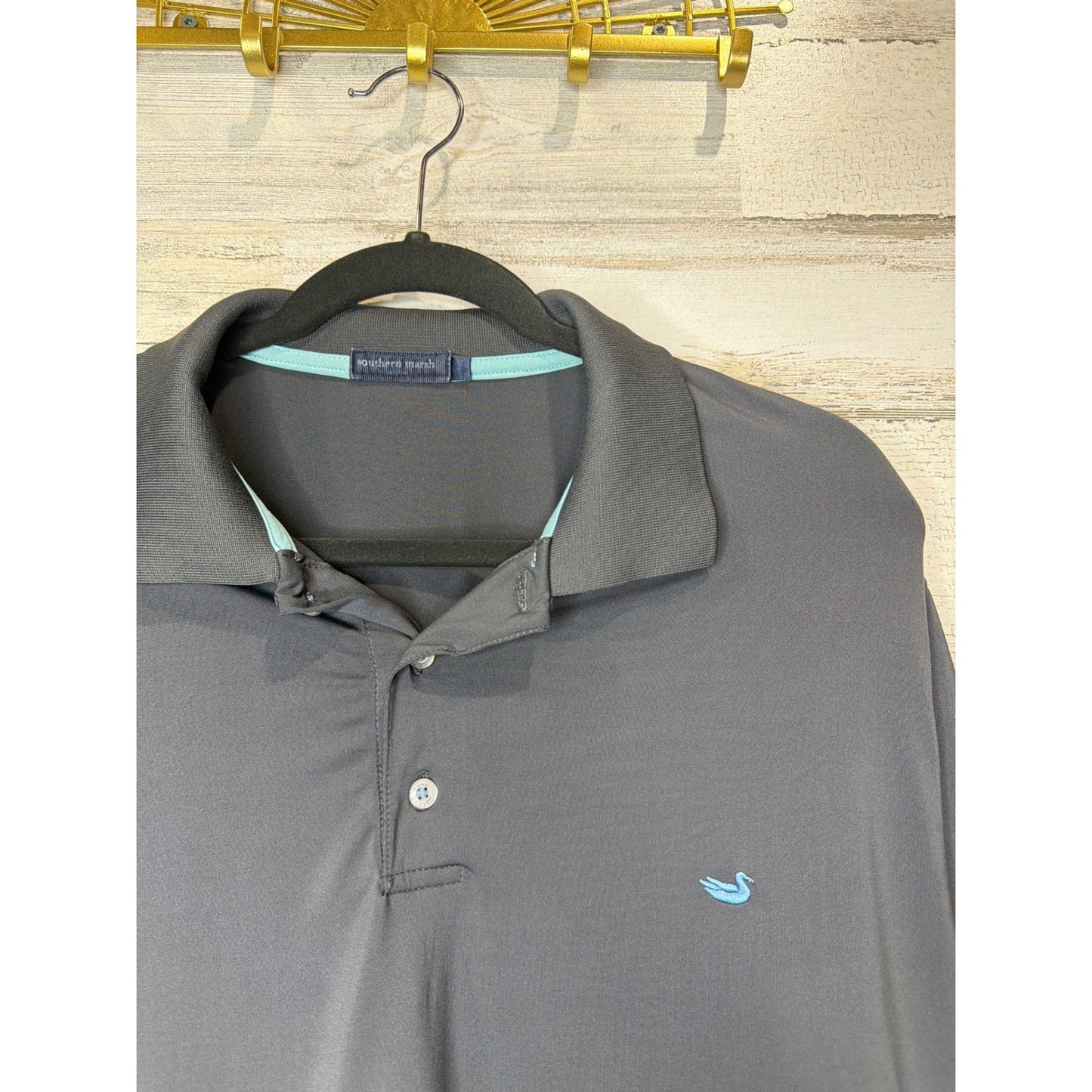 Southern Marsh Polo Men XL Gray Performance Stretch Duck Logo Preppy *Flawed1