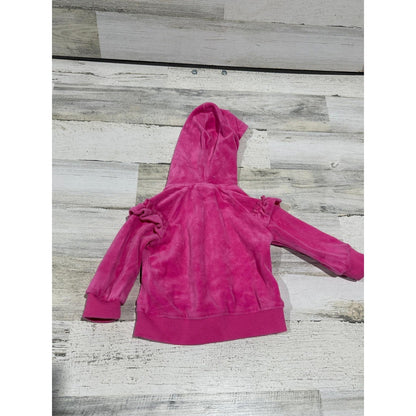Juicy Couture Hoodie Girls 6-9M Pink Sequin Heart Ruffle Velour EUC2