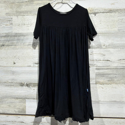 Kickee Pants Dress Girls 7 Black Bamboo Viscose Short Sleeve Ruffle EUC0