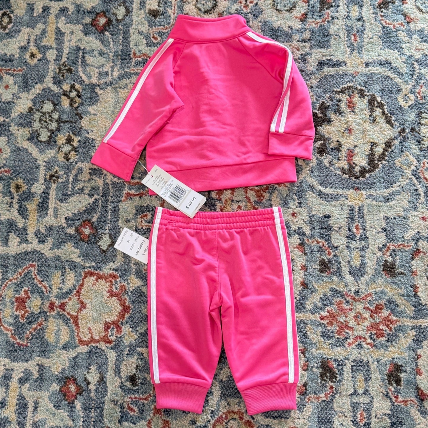 Adidas Tracksuit 2 Piece Set Girls 3M Dark Pink Sporty NWT6