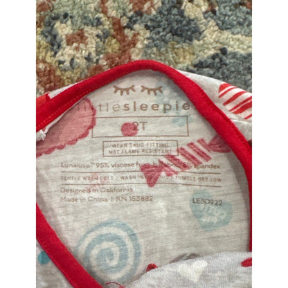 Little Sleepies Zippy Pajamas Kids 2T Grey Red Hearts Candy EUC3