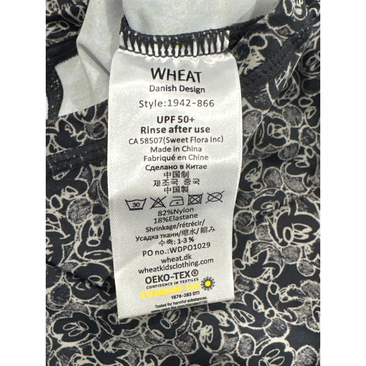 Disney Wheat Swimsuit Kids Size 6 Navy Mickey Mouse Rash Guard NWT4