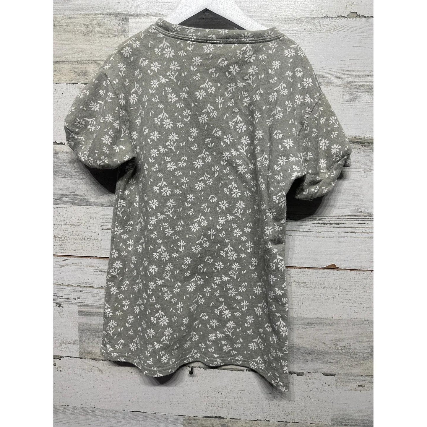 Rylee + Cru Floral Sweatshirt Tunic Dress Kids 4-5Y Sage Green Daisy EUC2