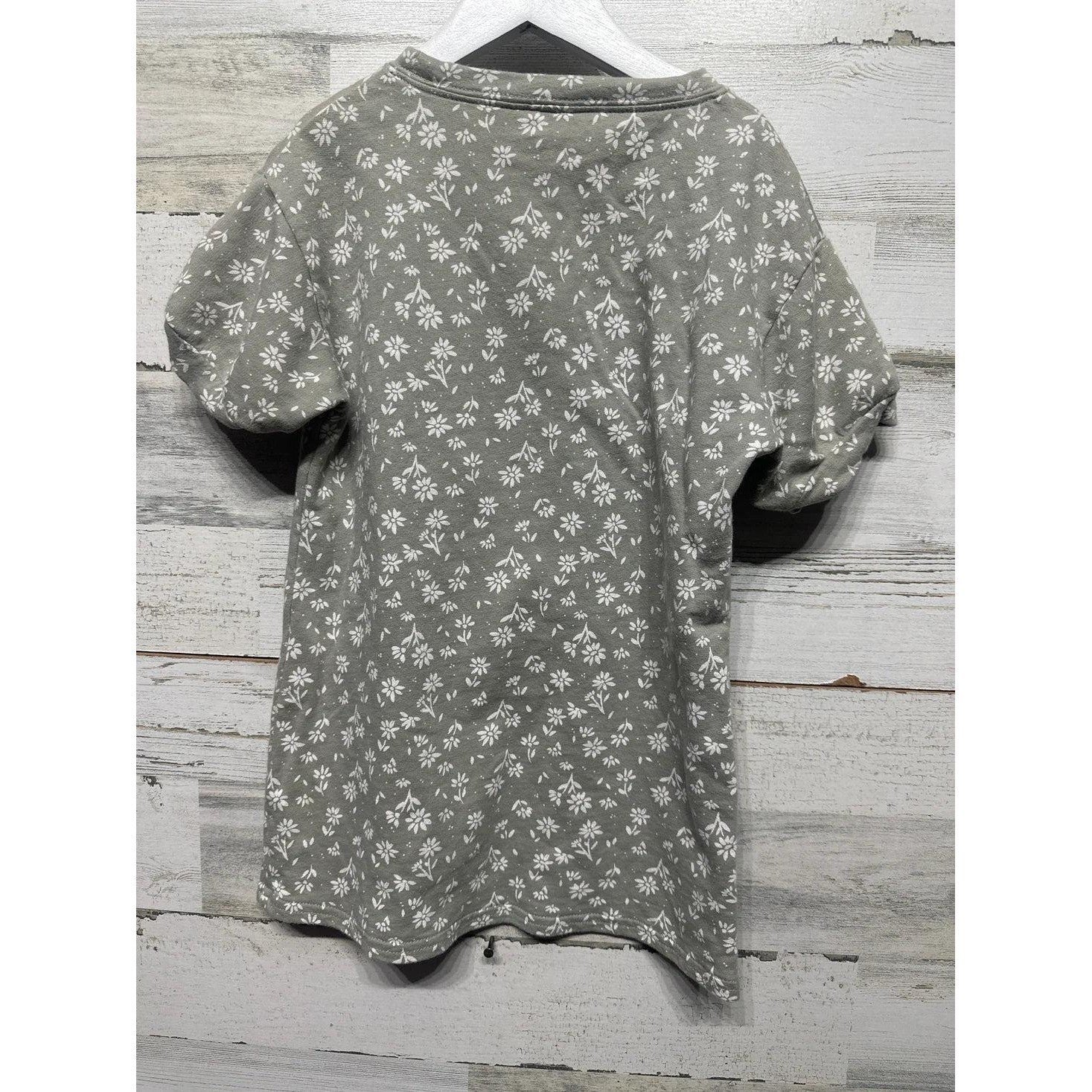 Rylee + Cru Floral Sweatshirt Tunic Dress Kids 4-5Y Sage Green Daisy EUC2