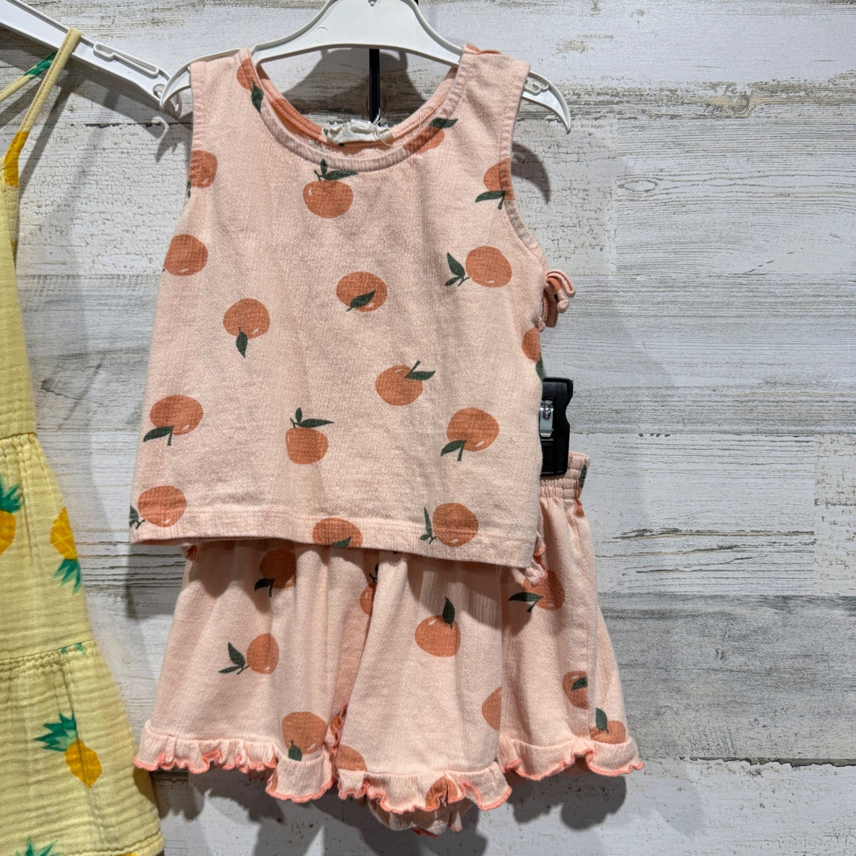 Jessica Simpson Cat Jack Dress & Short Set Girls 4T Yellow Peach Cotton Flawed*1