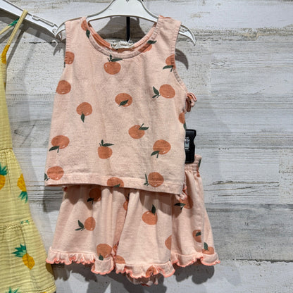 Jessica Simpson Cat Jack Dress & Short Set Girls 4T Yellow Peach Cotton Flawed*1