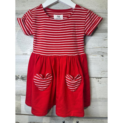Little Sleepies Play Dress Kids 18-24M Red Striped Heart Pockets0