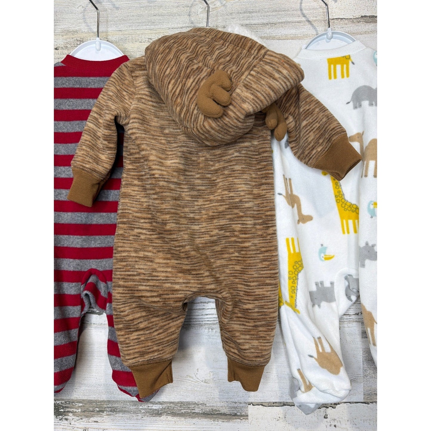 Carter's Fleece Sleepers Bundle Boys Newborn Multi Reindeer Safari Cozy5