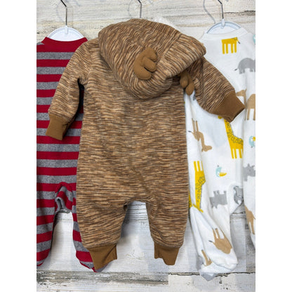 Carter's Fleece Sleepers Bundle Boys Newborn Multi Reindeer Safari Cozy5