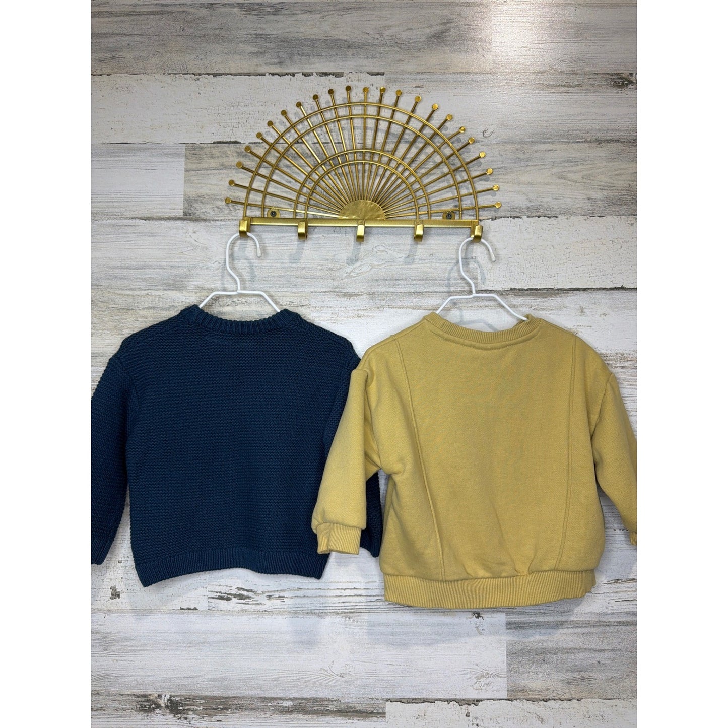 Zara Sweater Sweatshirt Bundle Boys 9-12M Navy Yellow Waffle Knit Awesome EUC5