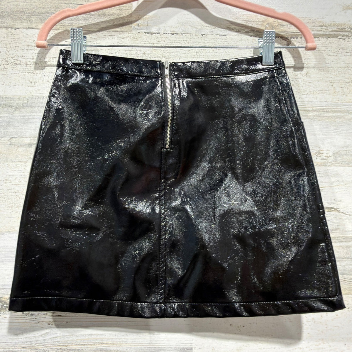 Art Class Faux Leather Skirt Girls Size L 10/12 Black Patent Shiny Edgy NWT3