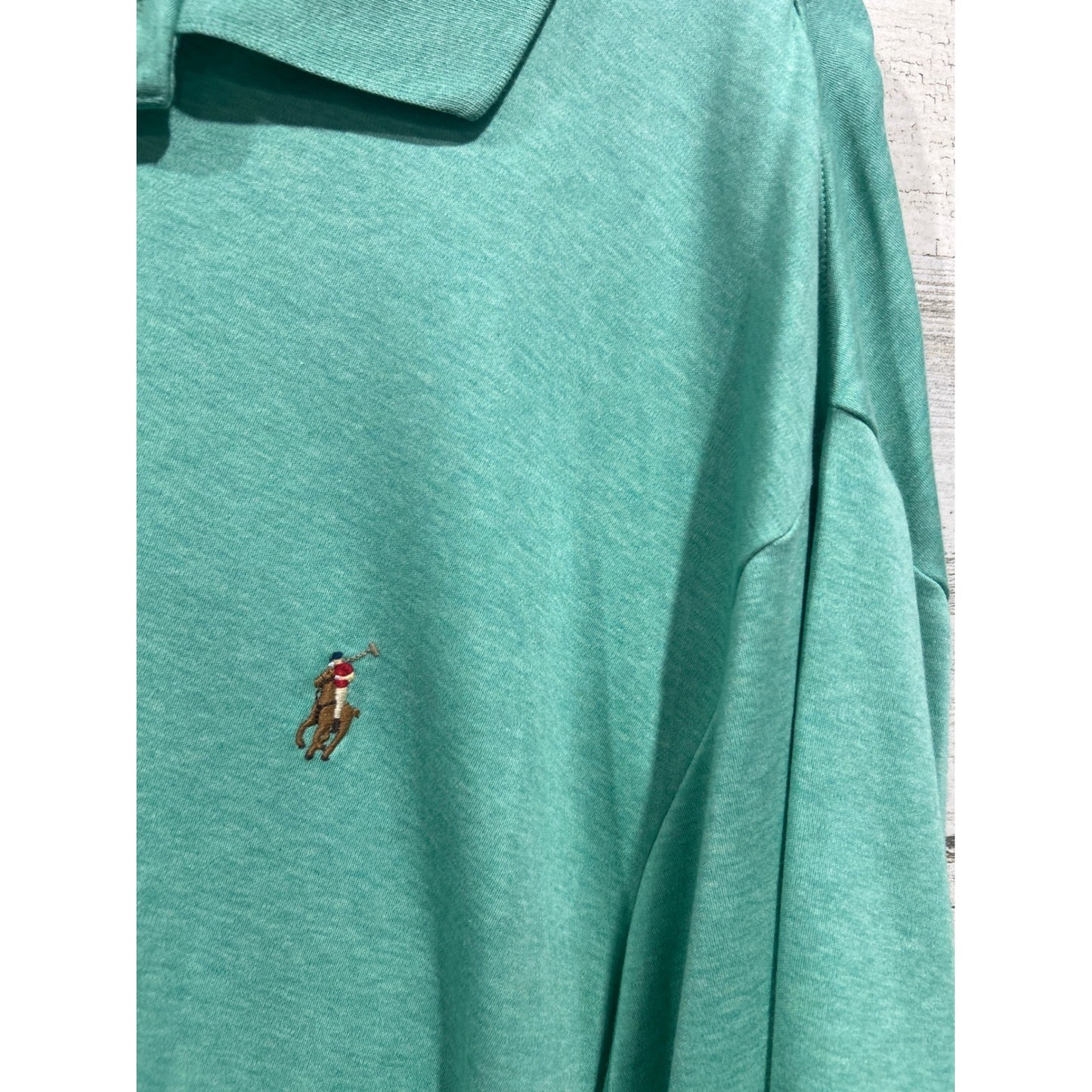 Polo Ralph Lauren Polo Shirt Men XLT Green Heathered Cotton Classic EUC2