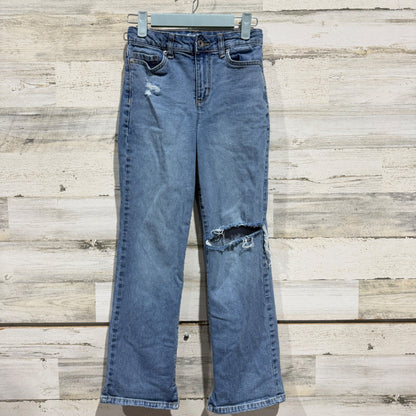 Sugar & Jade Distressed Straight Jeans Girls 8 Blue Cotton Denim Y2K0
