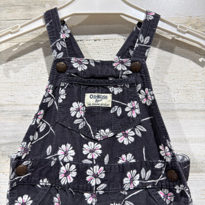 OshKosh B'gosh Floral Corduroy Overalls Girls 24M Black Pink Cotton1