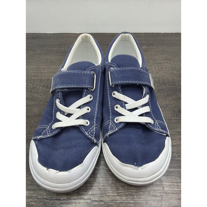 Footmates Canvas Sneakers Kids Size 1 Navy Blue Hook Loop Classic *Flawed2