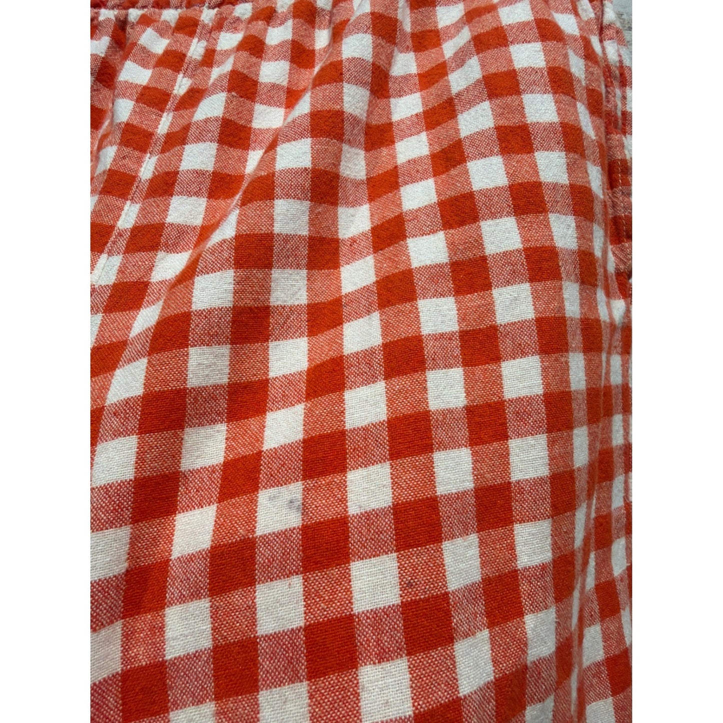 Hanna Andersson Linen Set Girls 12 Red Gingham Check Two Piece *Flawed4