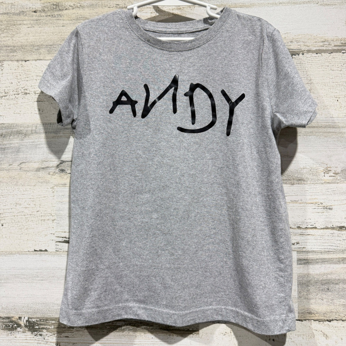 Toy Story Andy T-Shirt Kids XS Gray Signature Graphic Pixar EUC0