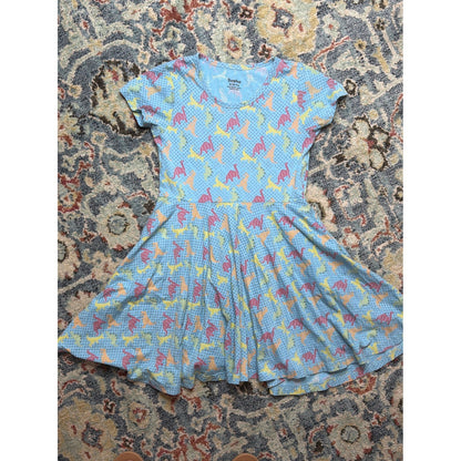 Svaha Dinosaur Skater Dress Girls 9/10 Blue Organic Cotton STEM Print0