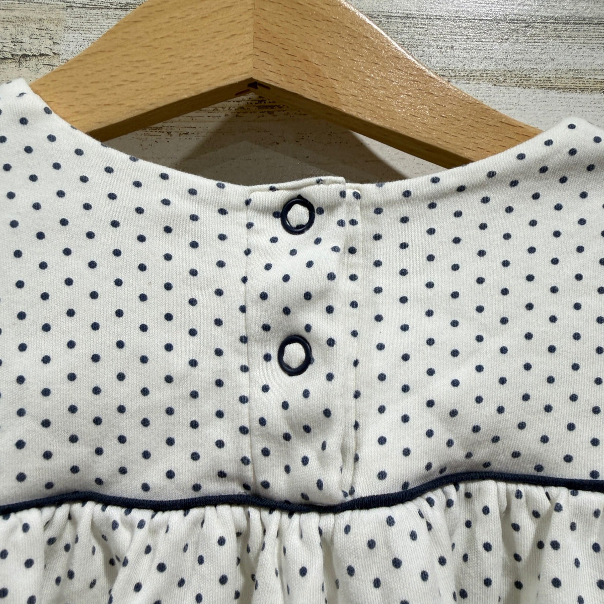The Beaufort Bonnet Company Top Girls 7 White Polka Dot Preppy Pima Cotton EUC4