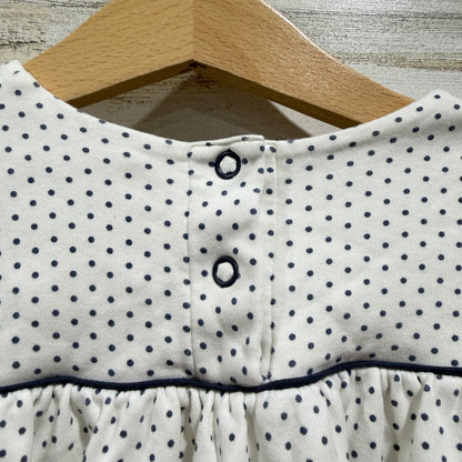 The Beaufort Bonnet Company Top Girls 7 White Polka Dot Preppy Pima Cotton EUC4