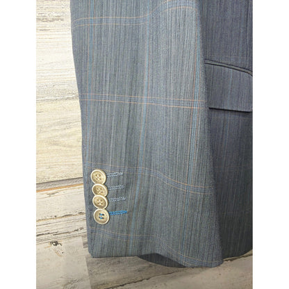 Giovanni Bresciani Blazer Men 42R Blue Glen Plaid Check Two Button Jacket EUC3