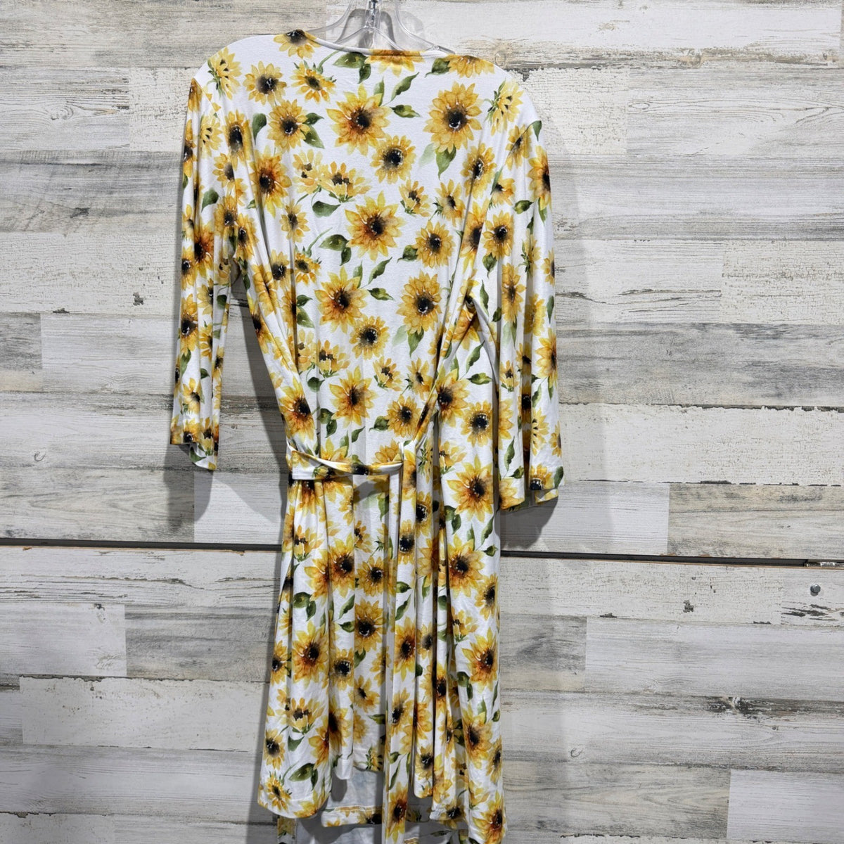 Caden Lane Sunflower Wrap Robe Women One Size White Yellow Floral EUC3